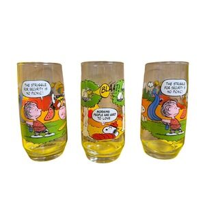 Vintage McDonalds Camp Snoopy Collection Glasses Peanuts Schulz Set of 3